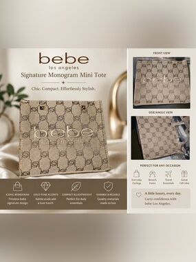 bebe Los Angeles Signature Monogram Mini Tote/Crossbody